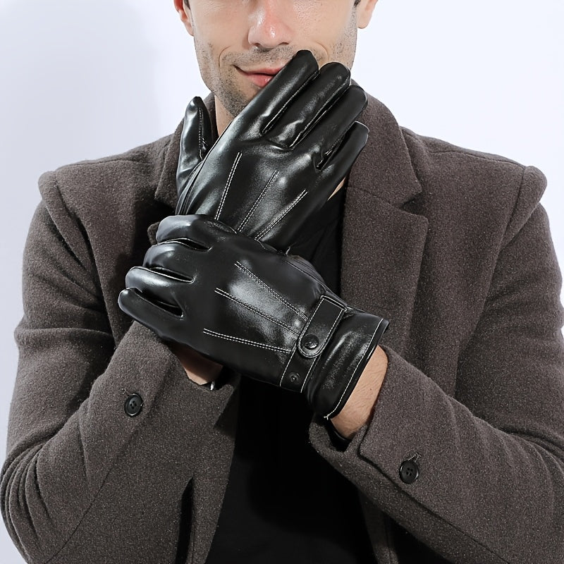 Gants de conduite de vélo en cuir, noir
