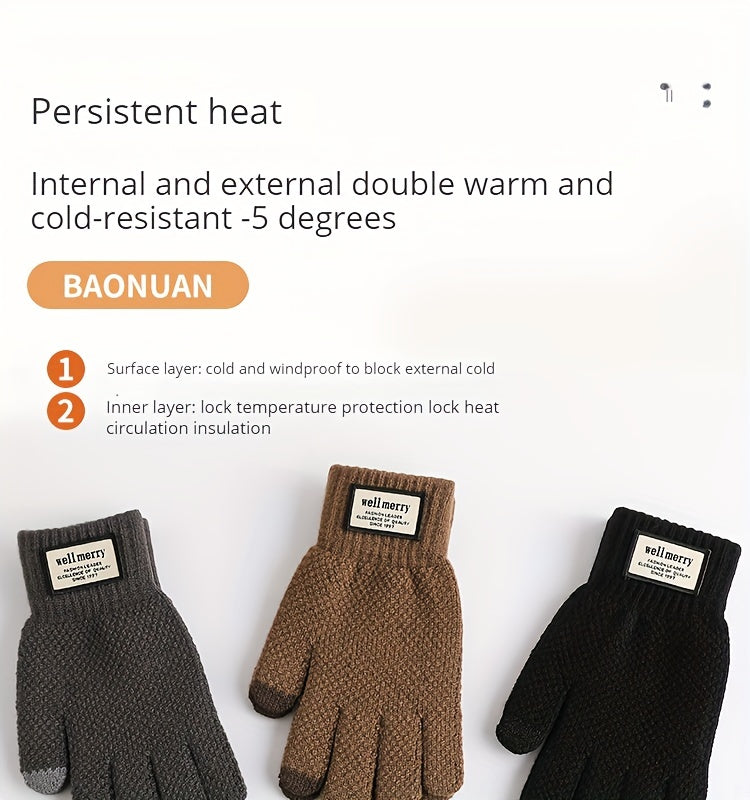 Gants thermiques en maille, 4 coloris, tactile