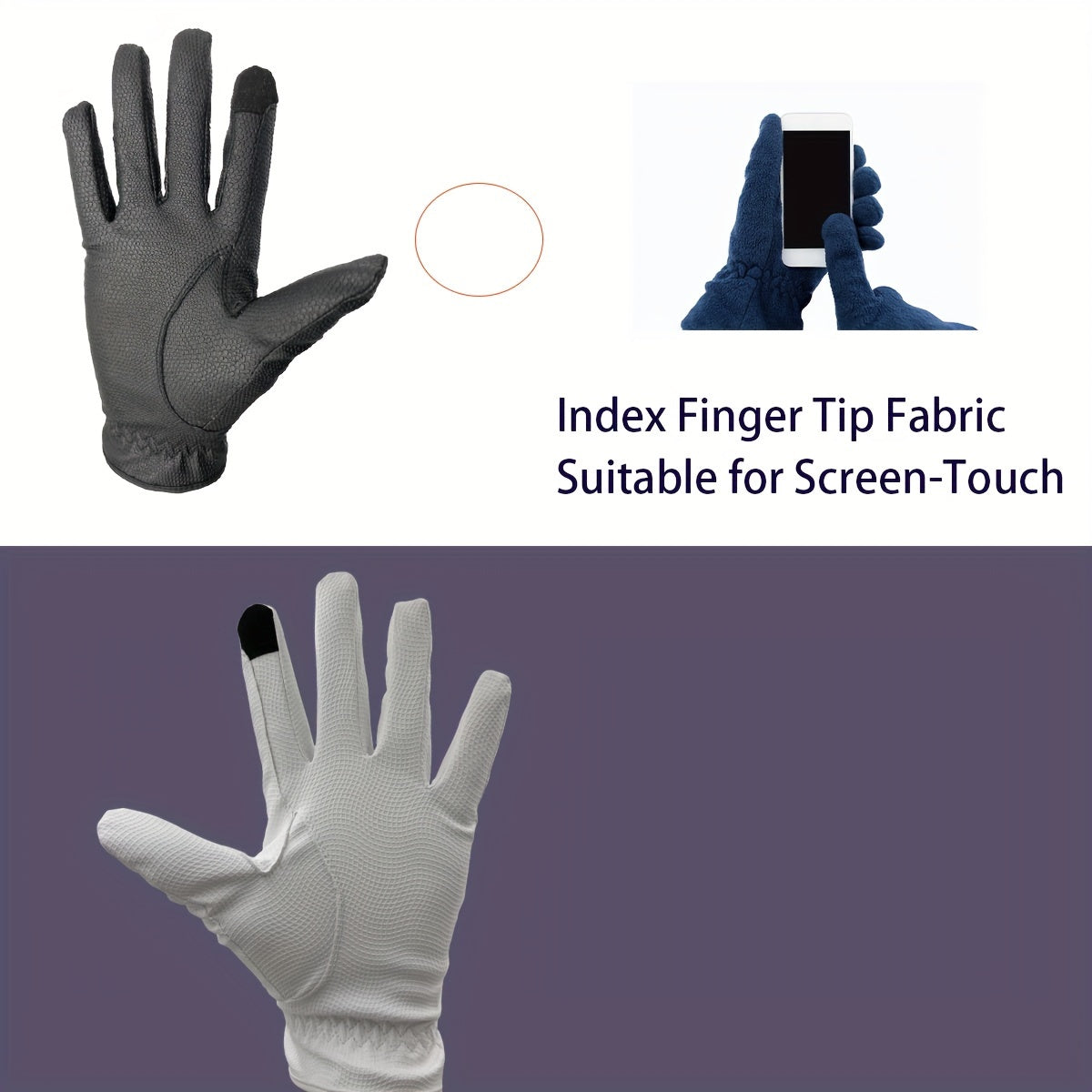 Gants d'équitation à paume renforcée à sangle de poignet en simili cuir