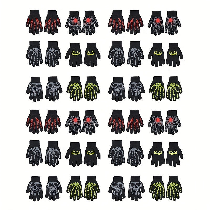 Gants antidérapants à motif squelette en maille pour enfant