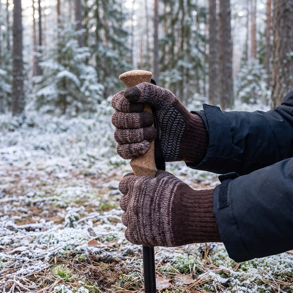 Gants tactiles rayés en maille