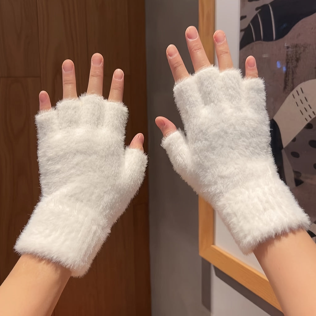 Gants sans doigts coupe-vent thermiques en maille, noir