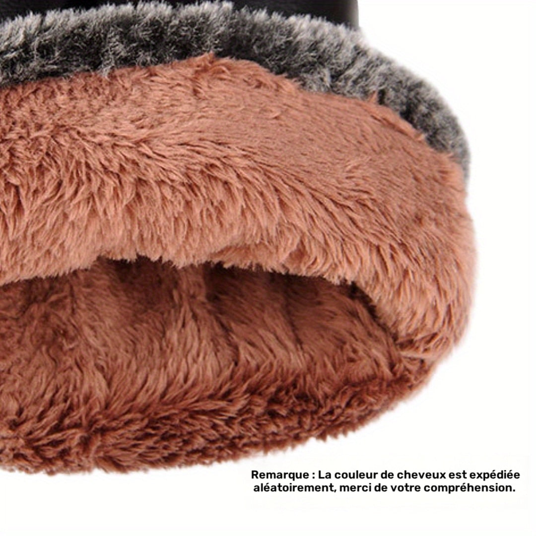 Gants thermiques en simili cuir, noir, noir