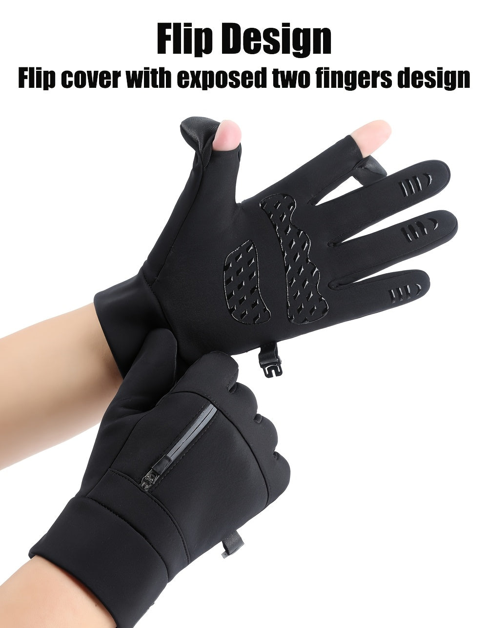 Gants à doigts rabattables tactiles à picots en softshell às oursons