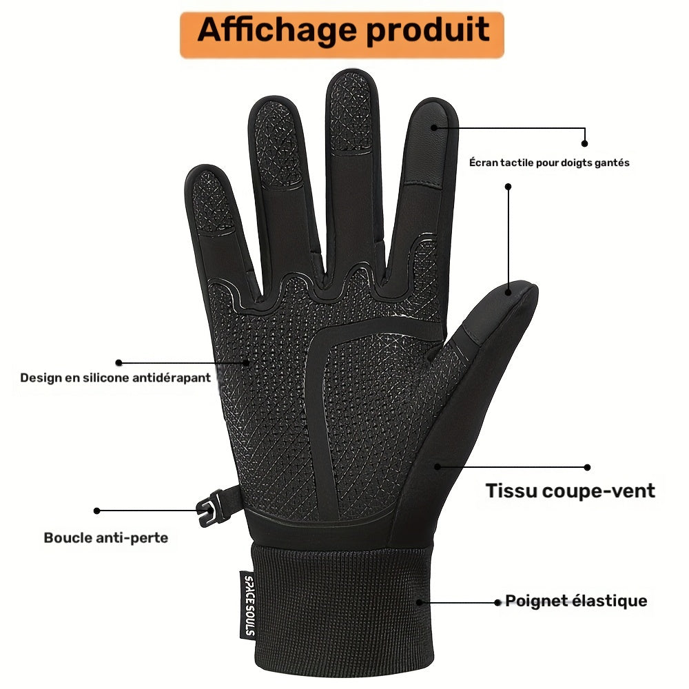 Gants tactiles coupe-vent thermiques en simili cuir, du M au XL