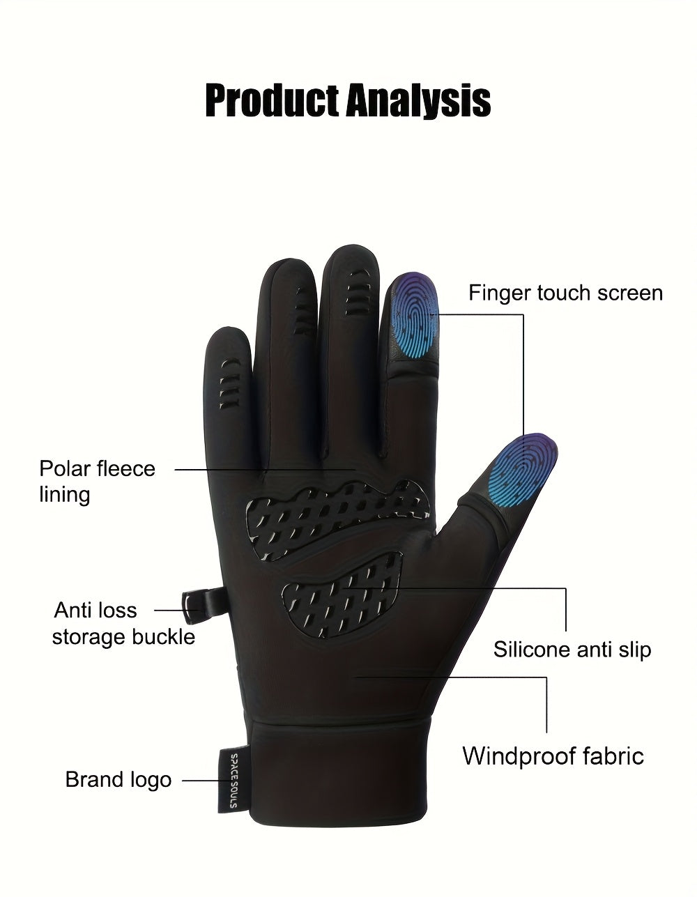 Gants tactiles coupe-vent en simili cuir