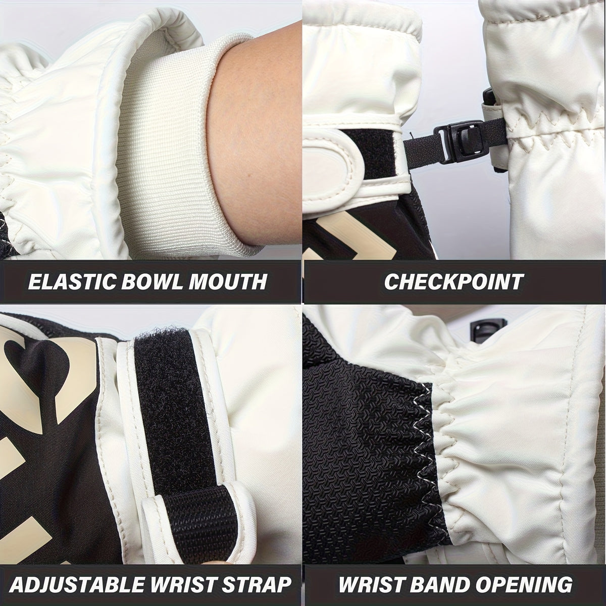 Gants de ski imperméables à poignet froncé à oursons