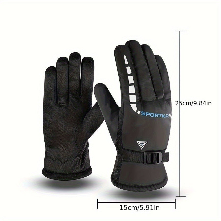 Gants de ski imperméables à sangle de poignet à bandes réfléchissantes