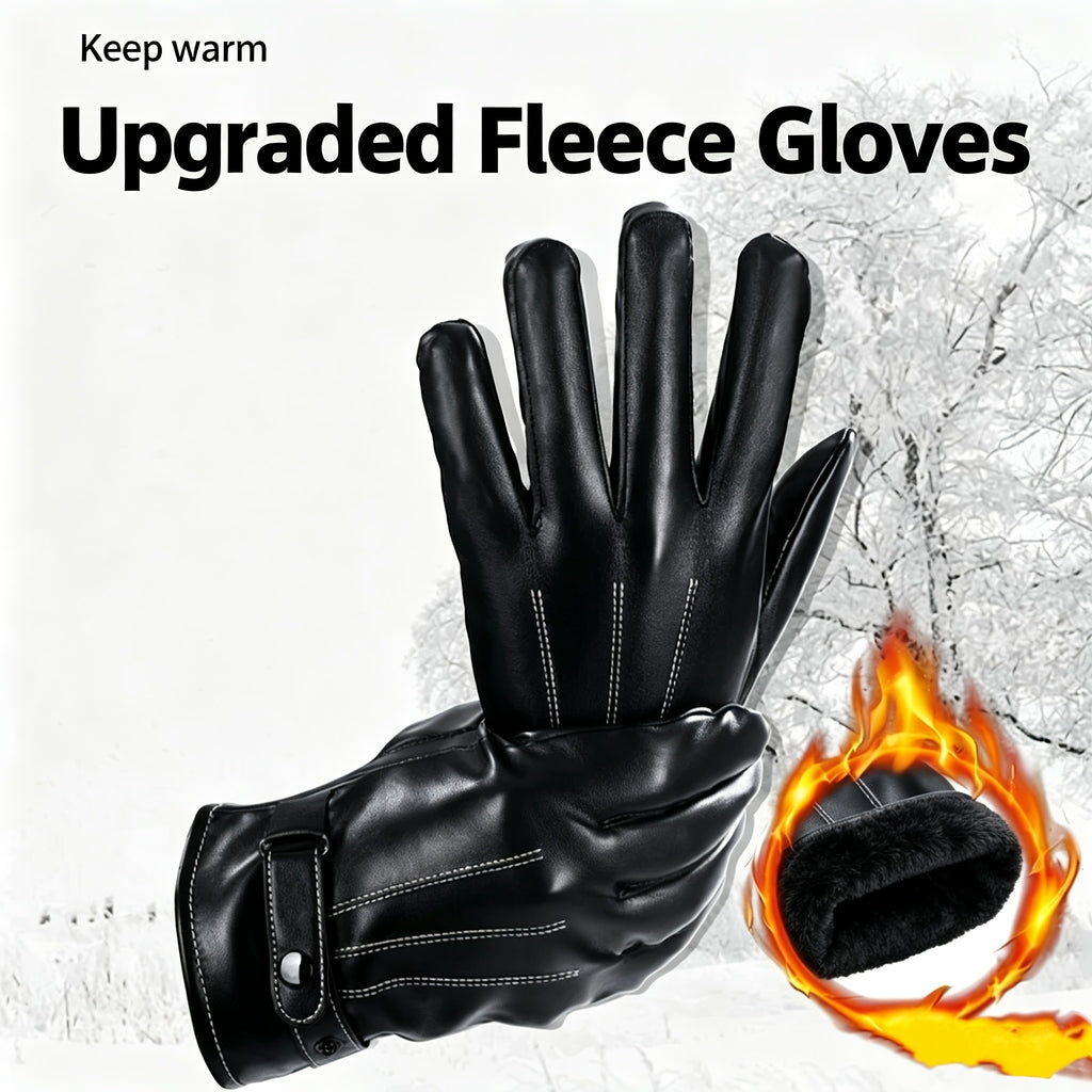 Gants de conduite de vélo en cuir, noir