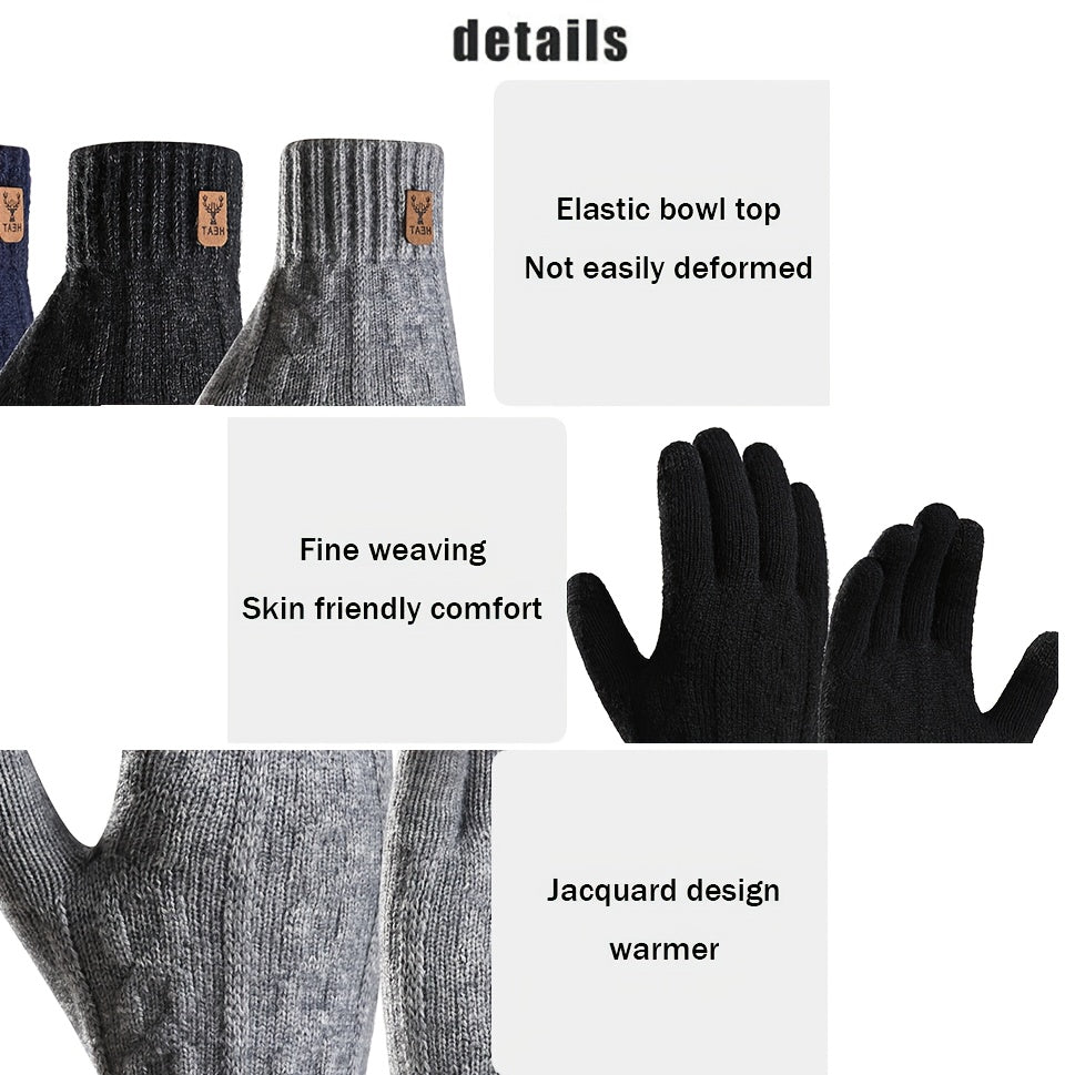 Gants tactiles thermiques de ski en laine