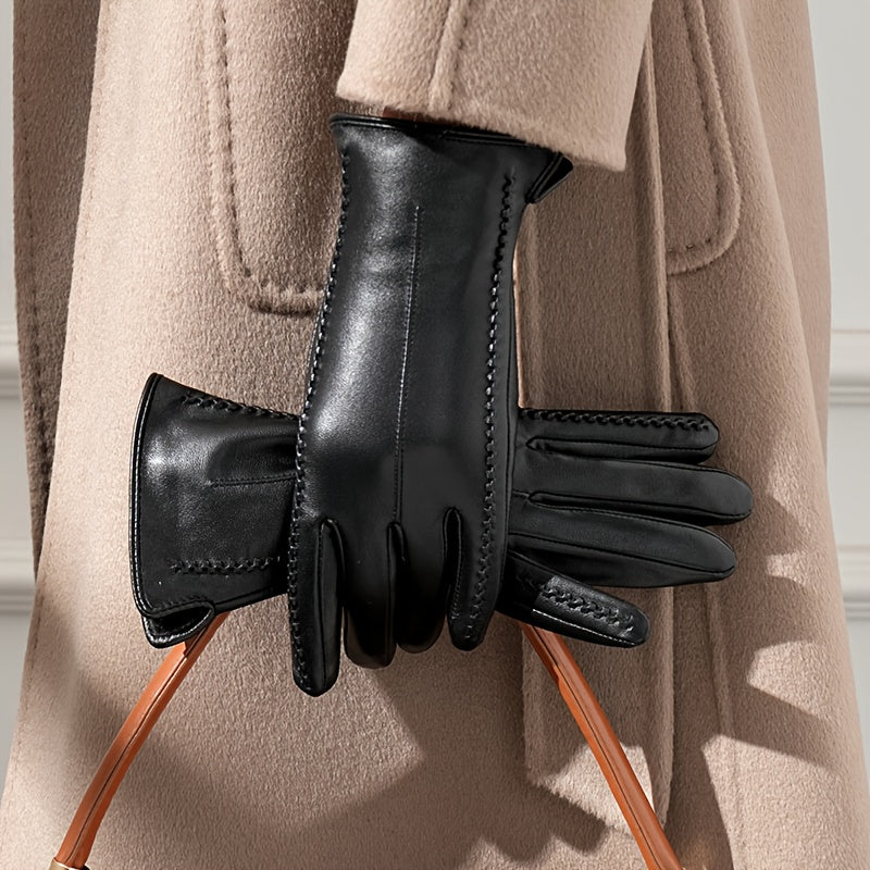 Gants tactiles à surpiqûres en cuir de mouton, du S au L