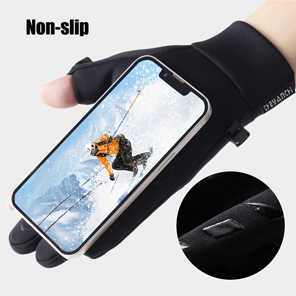Gants tactiles coupe-vent de ski en simili cuir, du M au XL, tissé