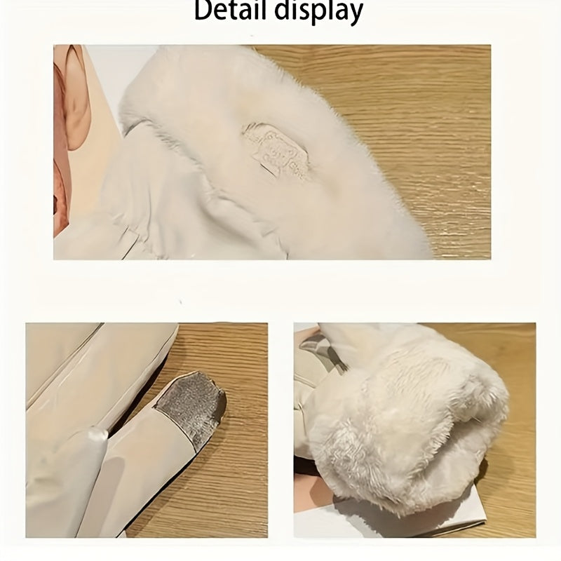 Gants de ski antidérapants à revers de fourrure