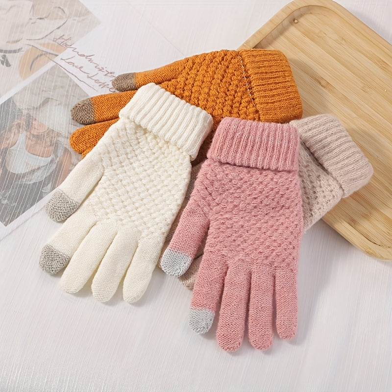 Gants tactiles longs en maille