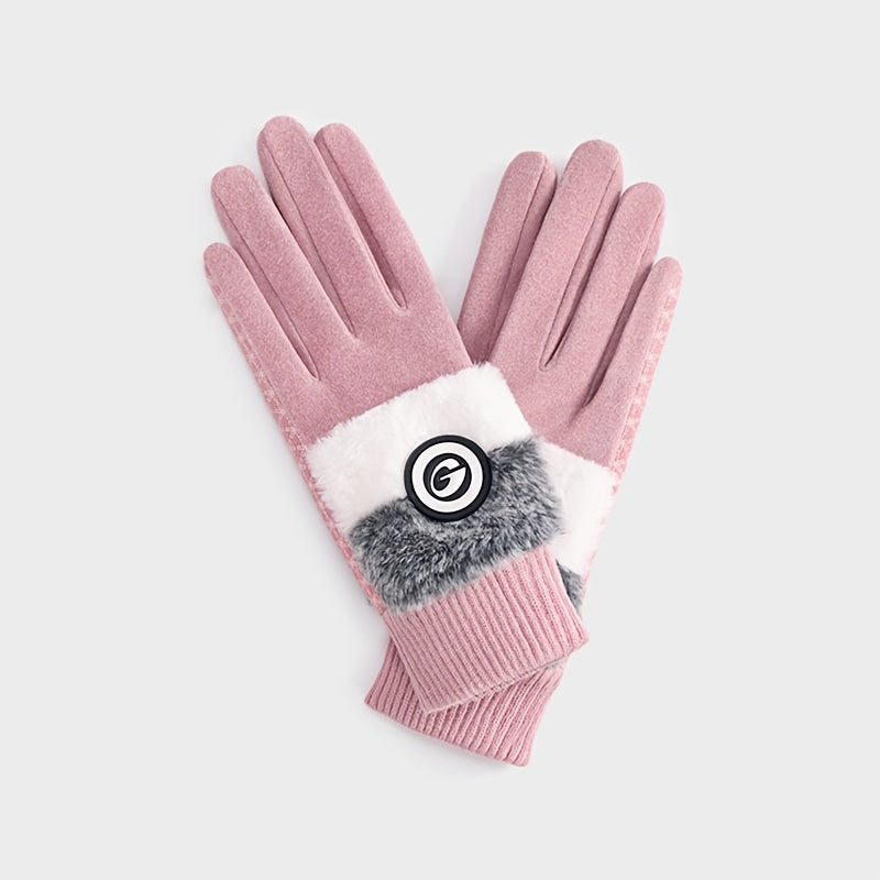Gants tactiles coupe-vent antidérapants en maille, 4 coloris, rose