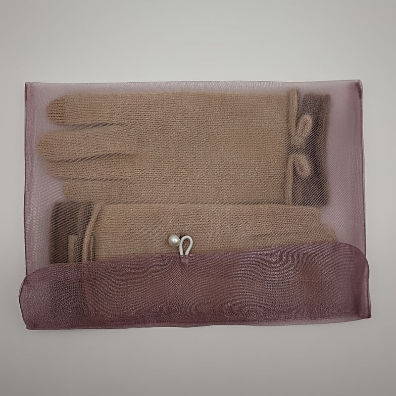 Gants en cachemire, velours bleu