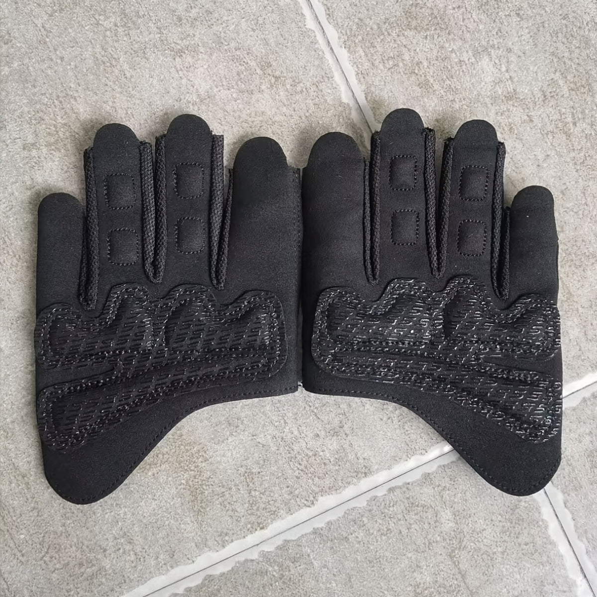 Gants sans doigts antidérapants fins en cuir, noir