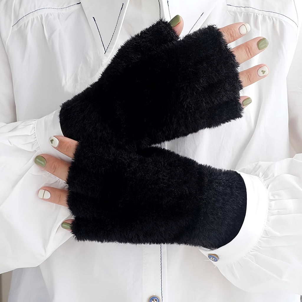 Gants sans doigts en maille, 2 coloris, tissé