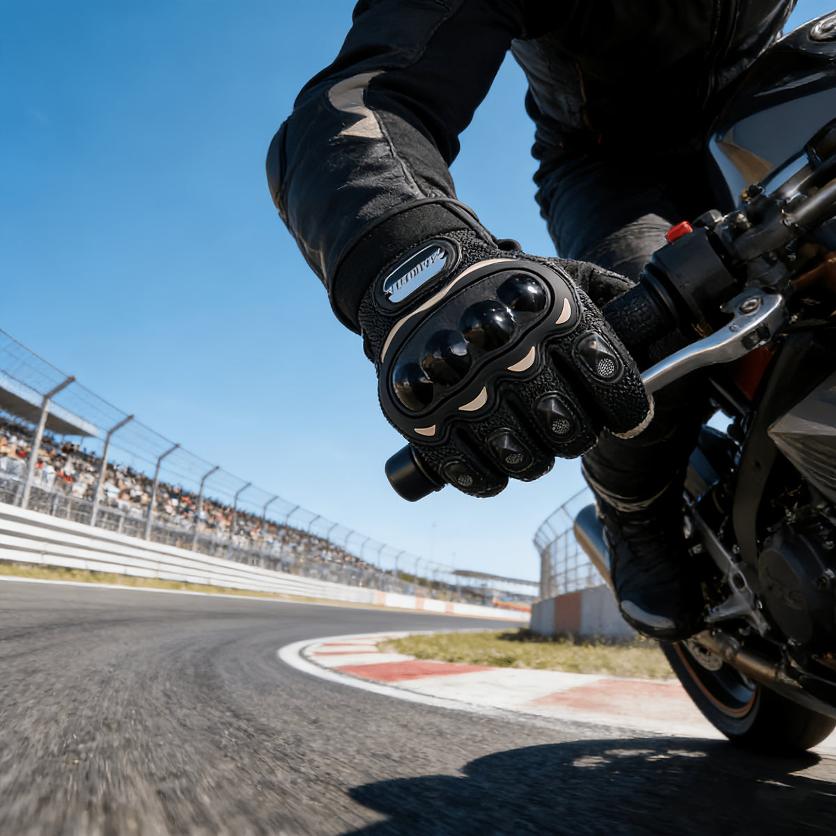 Gants de moto, dos aéré, pour la belle saison, noir