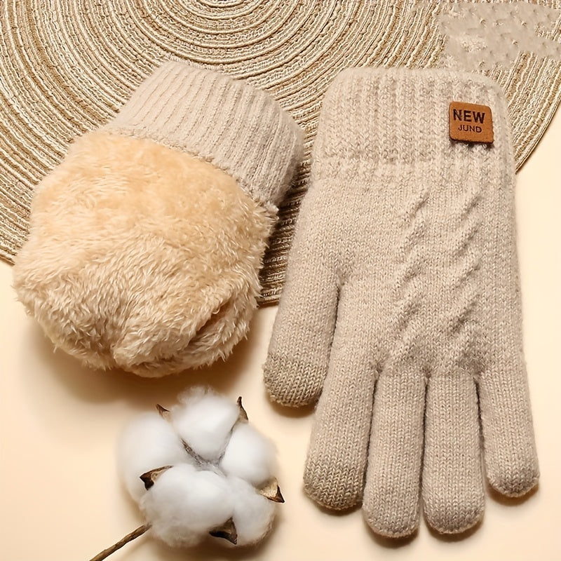 Gants doublés thermiques en maille, 4 coloris