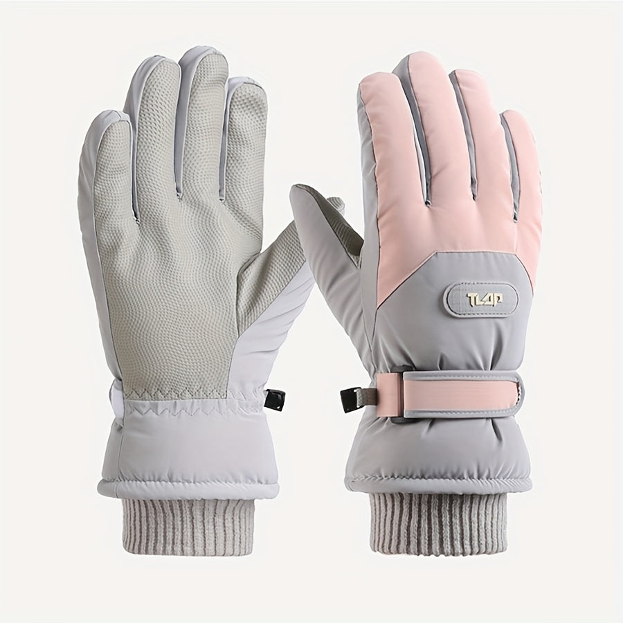 Gants de ski imperméables à sangle de poignet à boucle
