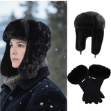 Ensemble 2 pièces — chapka et gants en polyester