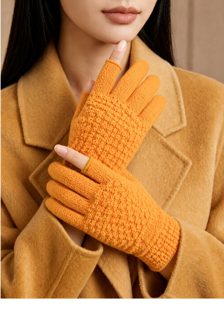 Gants sans doigts thermiques en maille, 5 coloris, à oursons