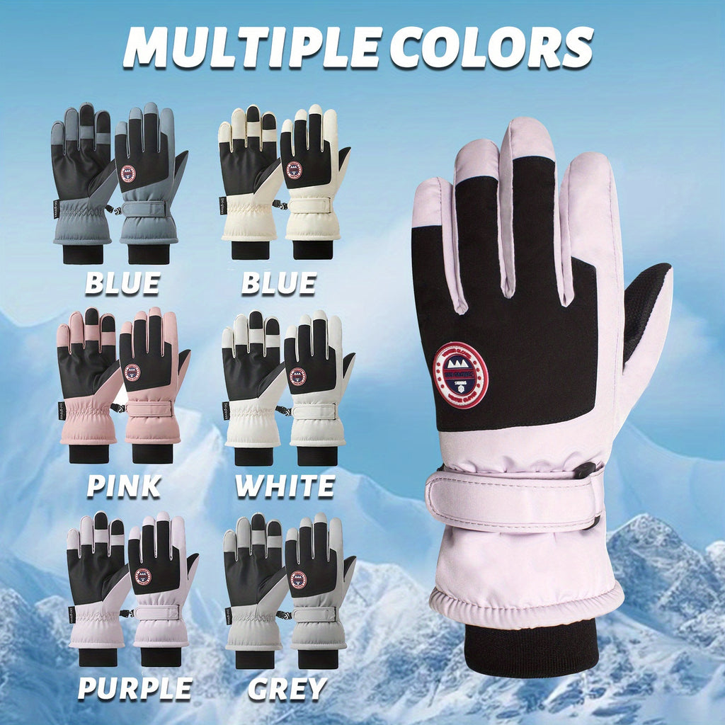 Gants de ski imperméables à poignet froncé à oursons
