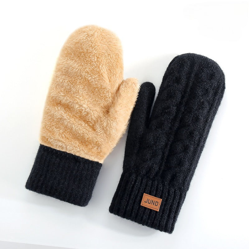Moufles, pour le grand froid, beige, noir, noir