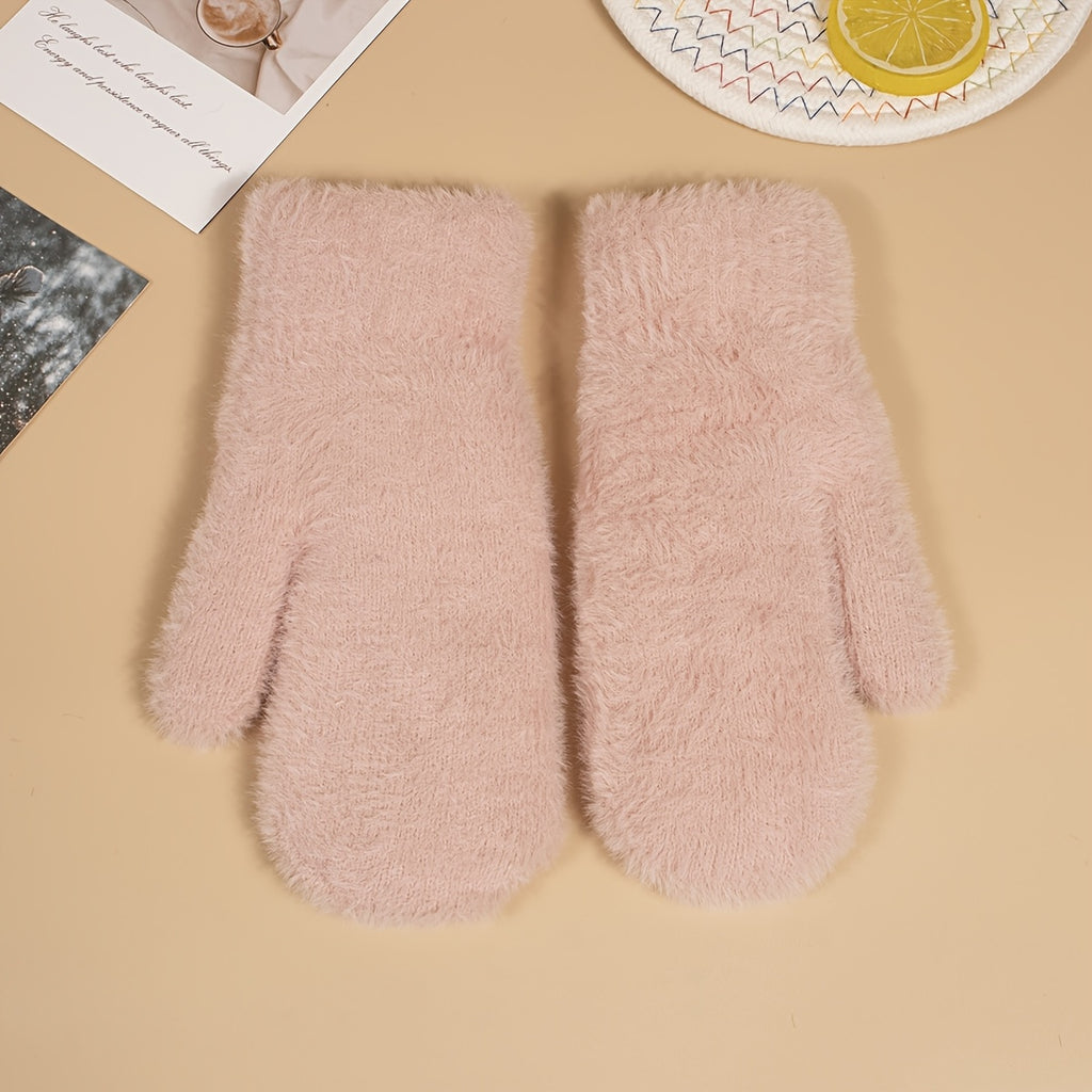 Moufles en peluche, beige