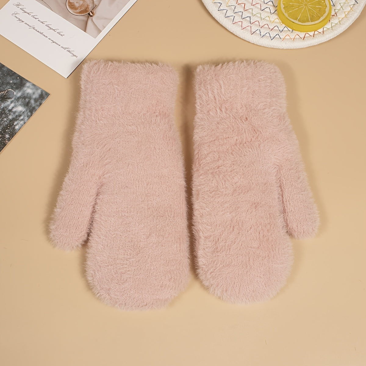 Moufles en peluche, beige