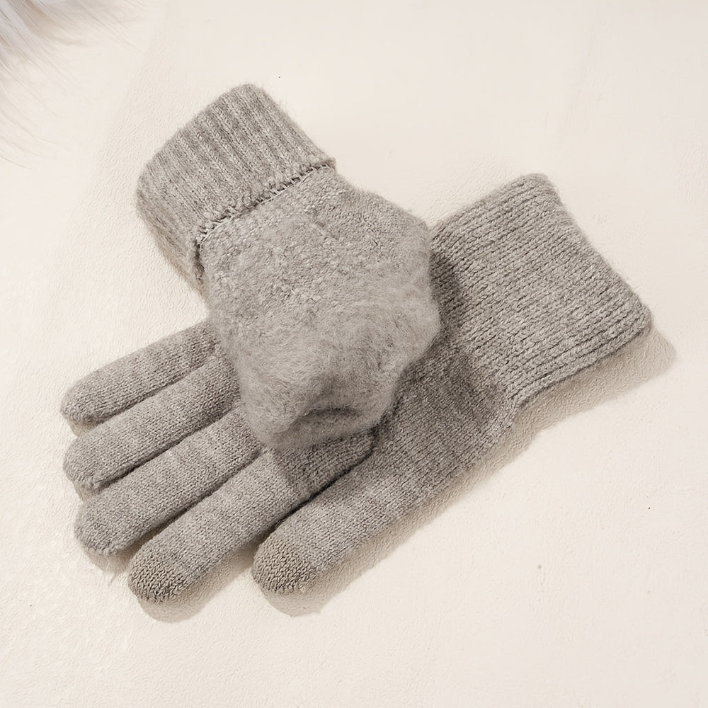 Gants thermiques en maille, 5 coloris, jacquard