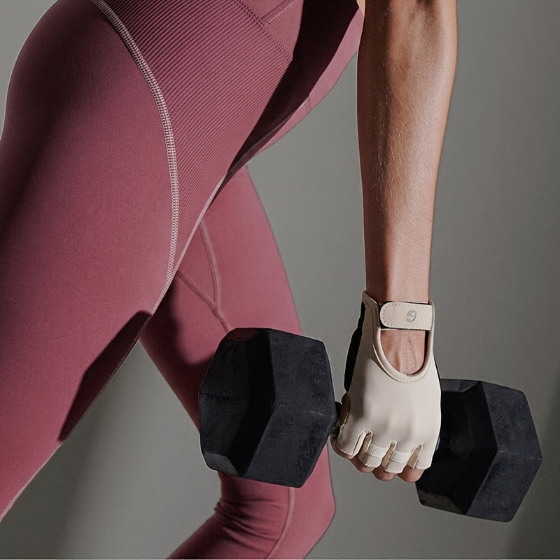 Gants de musculation sans doigts antidérapants en cuir, demi-doigts, respirant