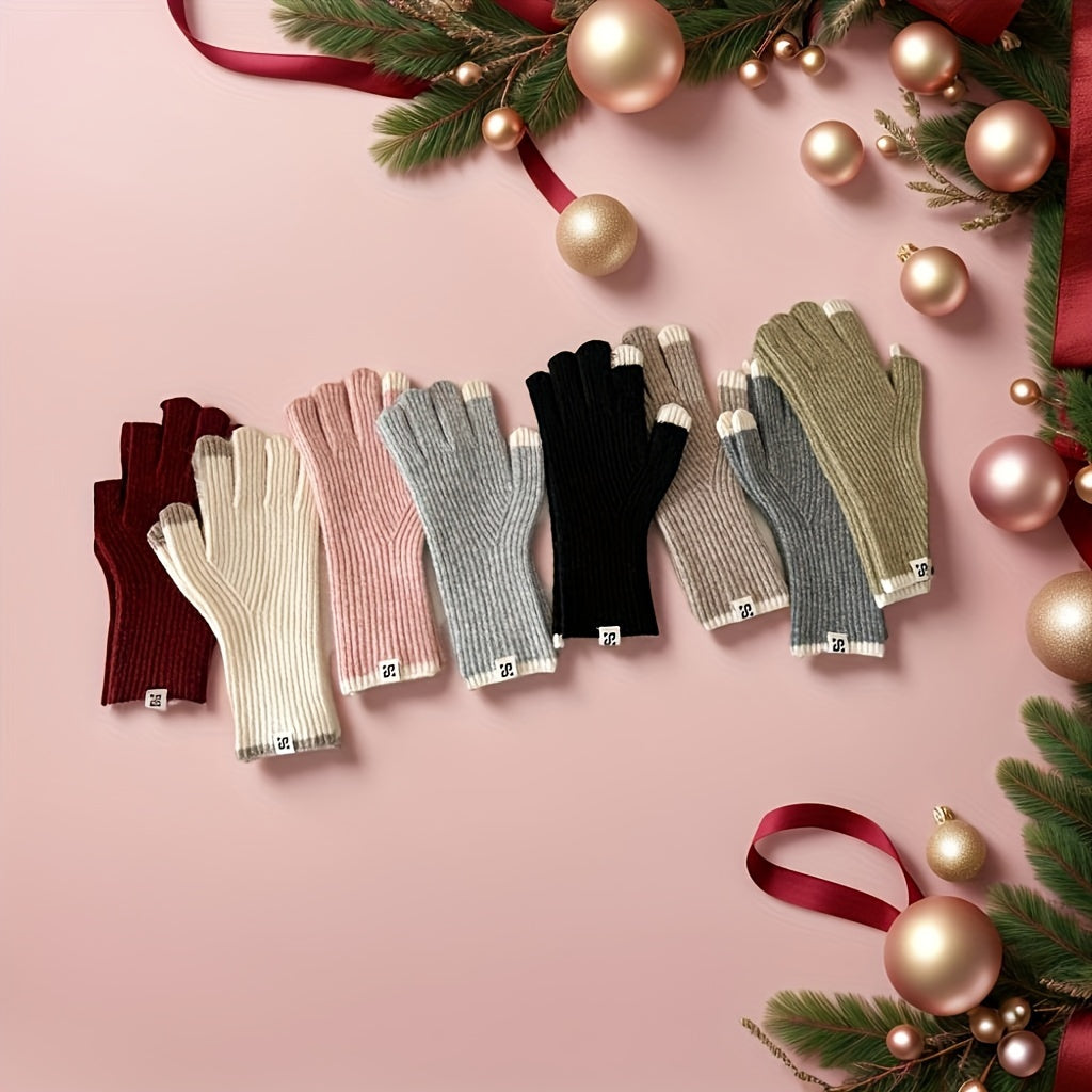 Gants mitaines en laine, 2 coloris