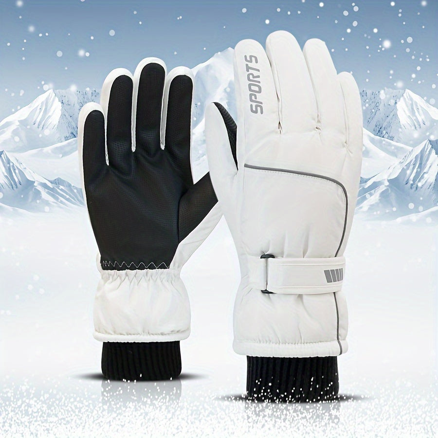 Gants de ski tactiles à poignet côtelé doublés peluche