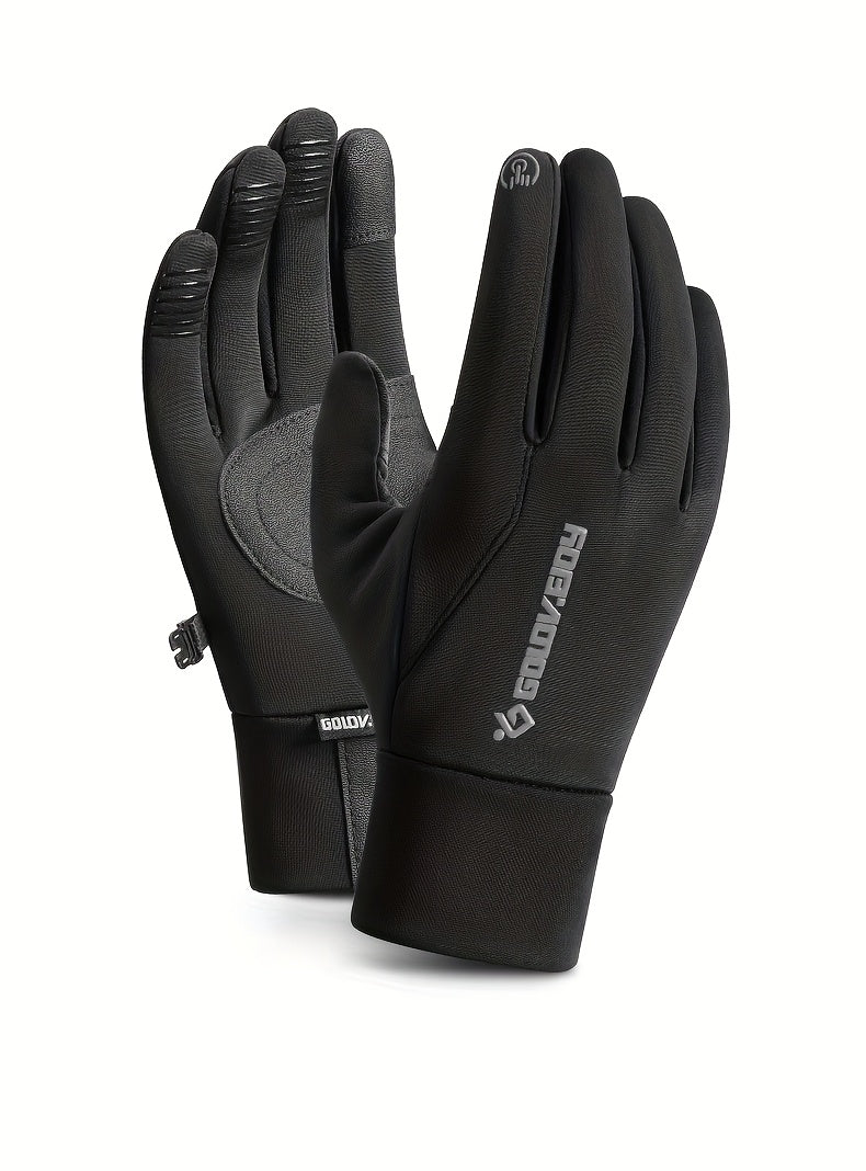 Gants de vélo tactiles à paume renforcée à sangle de poignet en softshell