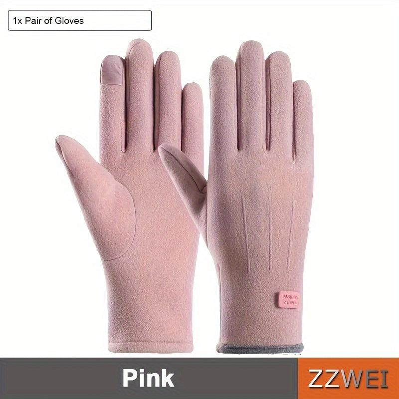Gants tactiles thermiques de conduite en maille, pour le grand froid, 2 coloris, hiver, rose