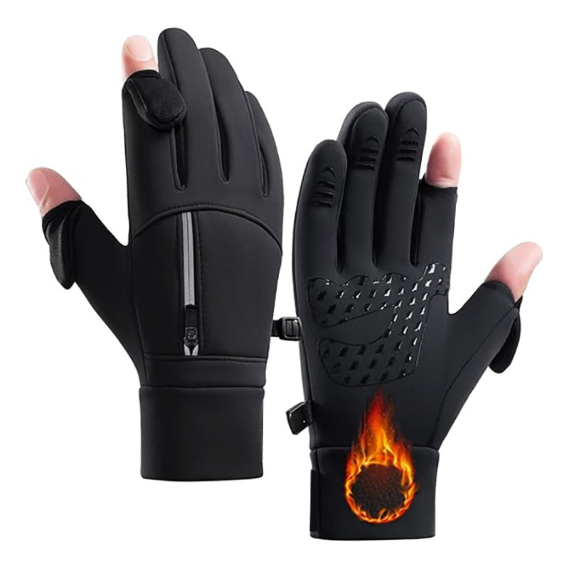 Gants tactiles doublés en maille, étui à rabat noir