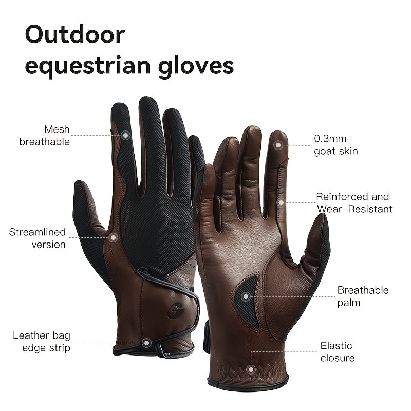 Gants d'équitation respirants à sangle de poignet en cuir de mouton