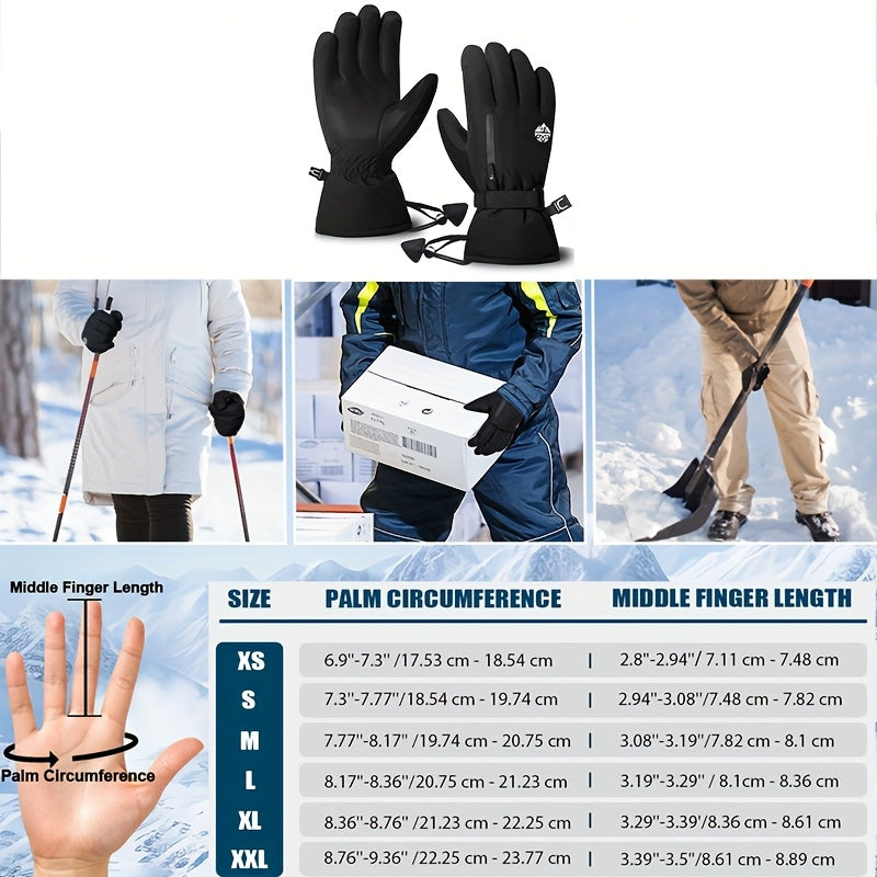 Gants de ski en simili cuir, noir