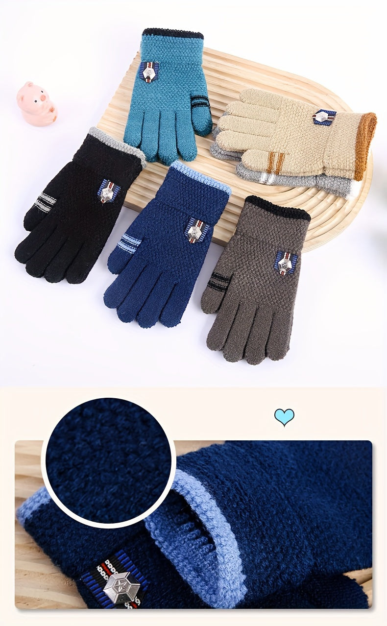 Gants brodés à poignet côtelé en maille pour enfant