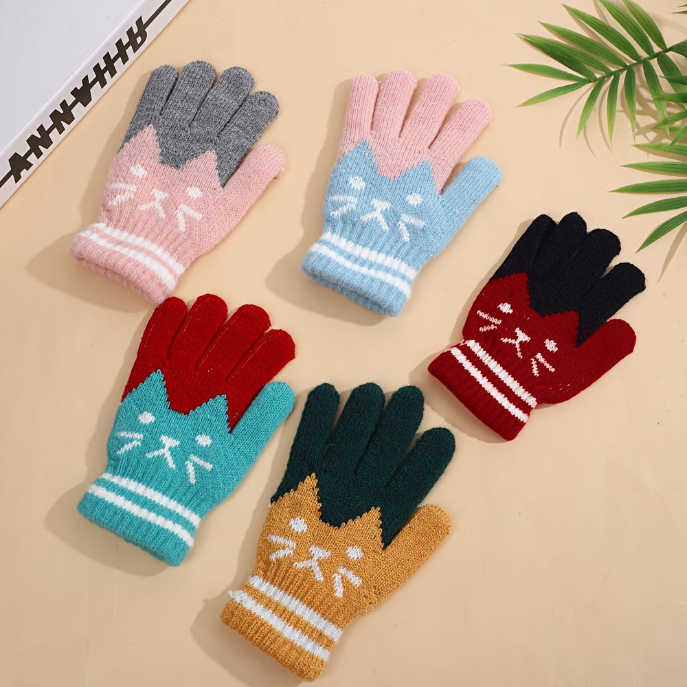 Gants en maille, 6 coloris, rouge, bleu, bleu royal, jaune, noir et crevette rose