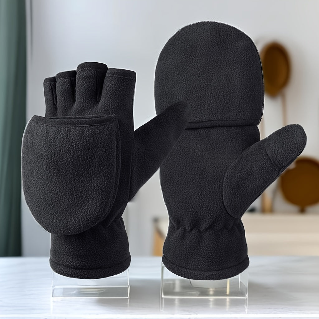Gants sans doigts doublés thermiques en maille, 3 coloris, du S au XL