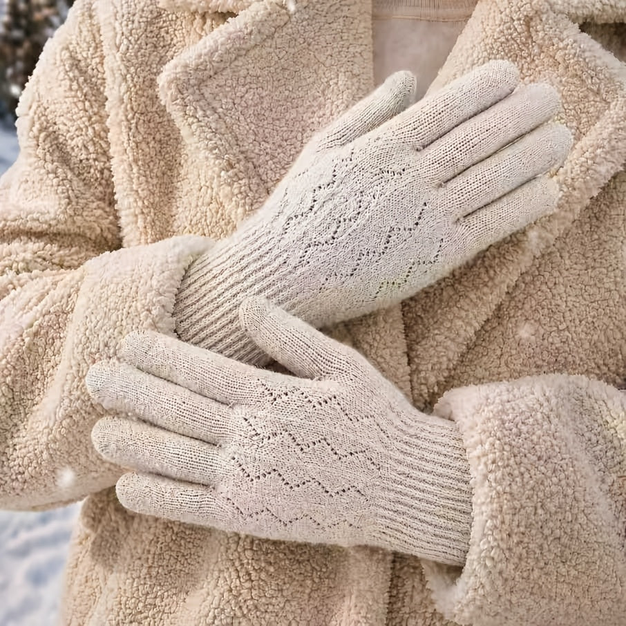 Gants thermiques en maille, 5 coloris, jacquard