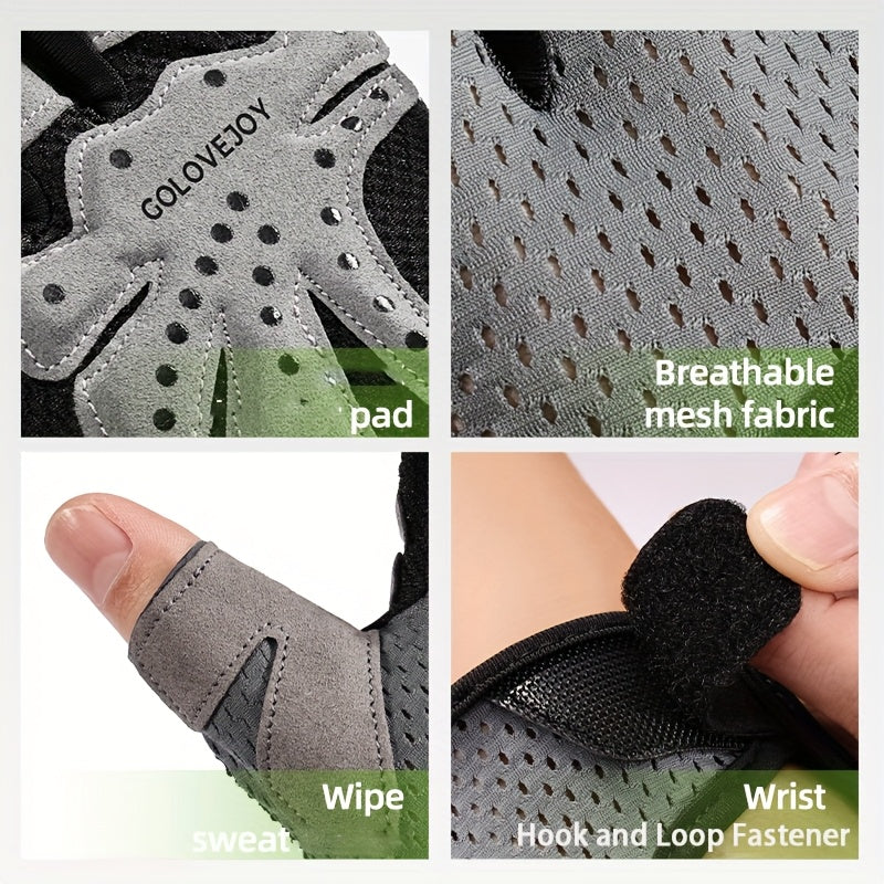 Gants de musculation respirants à paume renforcée en maille, gris