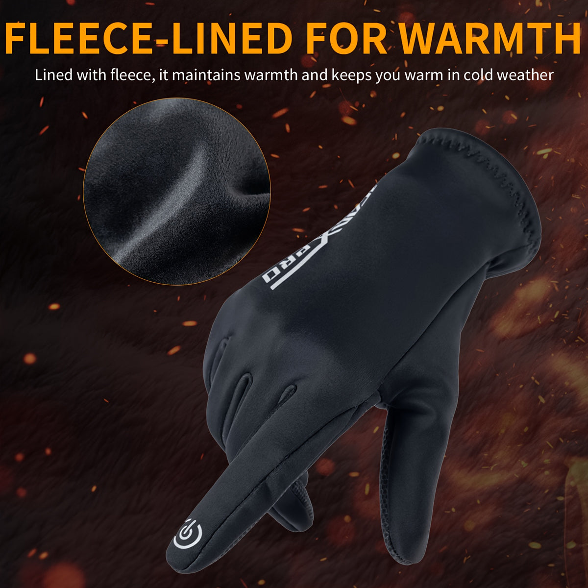 Gants tactiles coupe-vent en maille, noir
