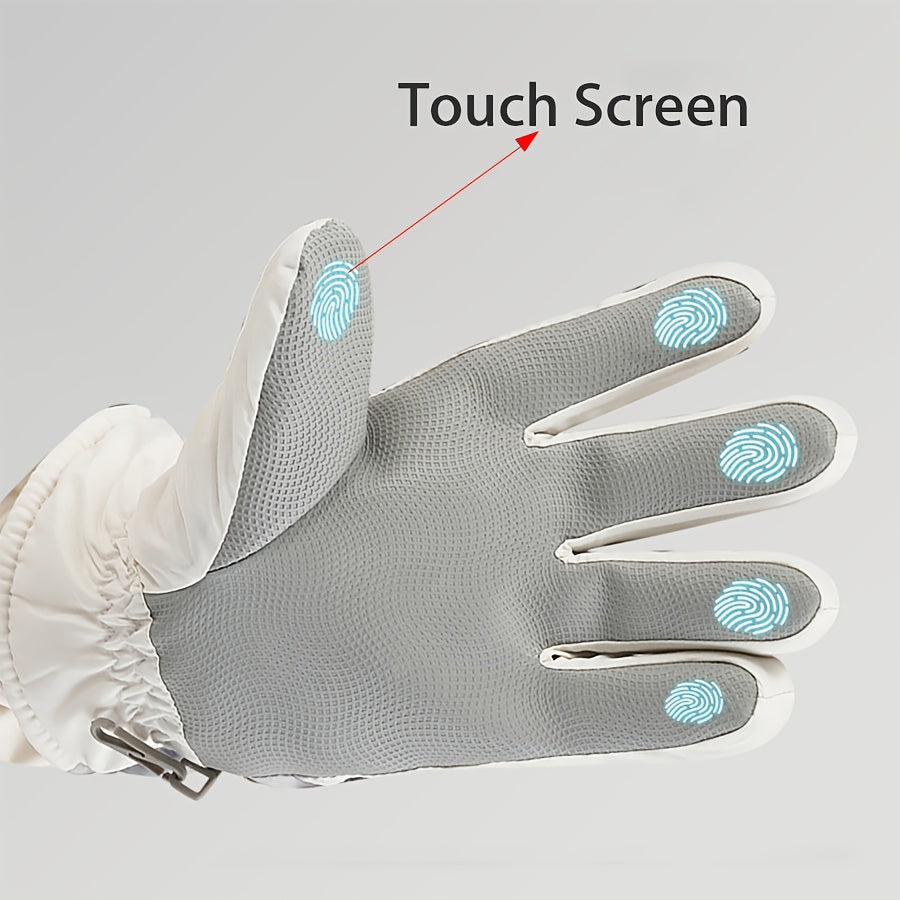 Gants de ski imperméables à sangle de poignet en maille à doublure polaire