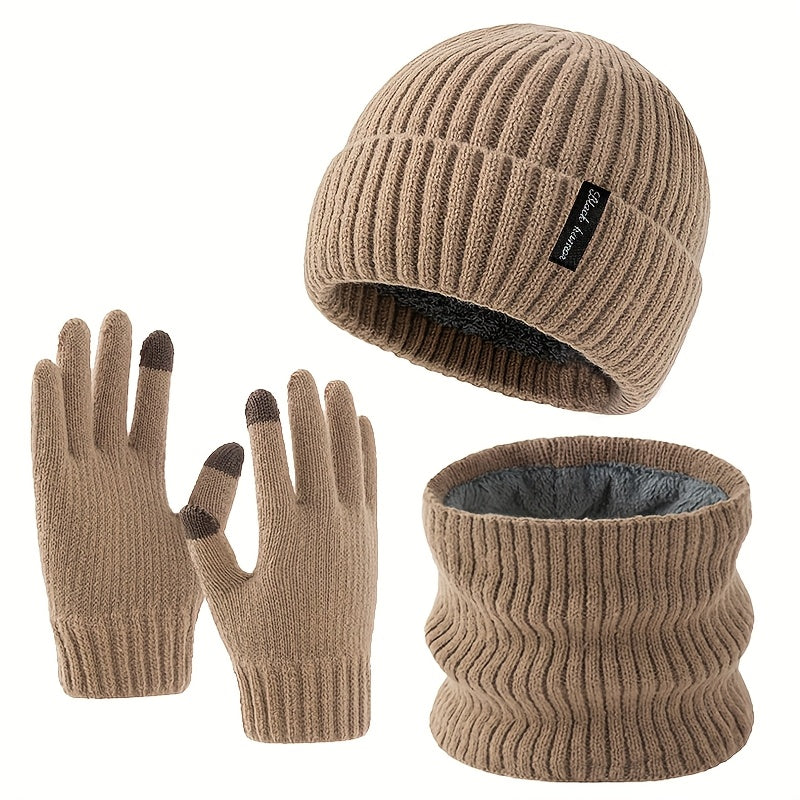 Gants doublés thermiques en maille — lot de 3 paires, 4 coloris
