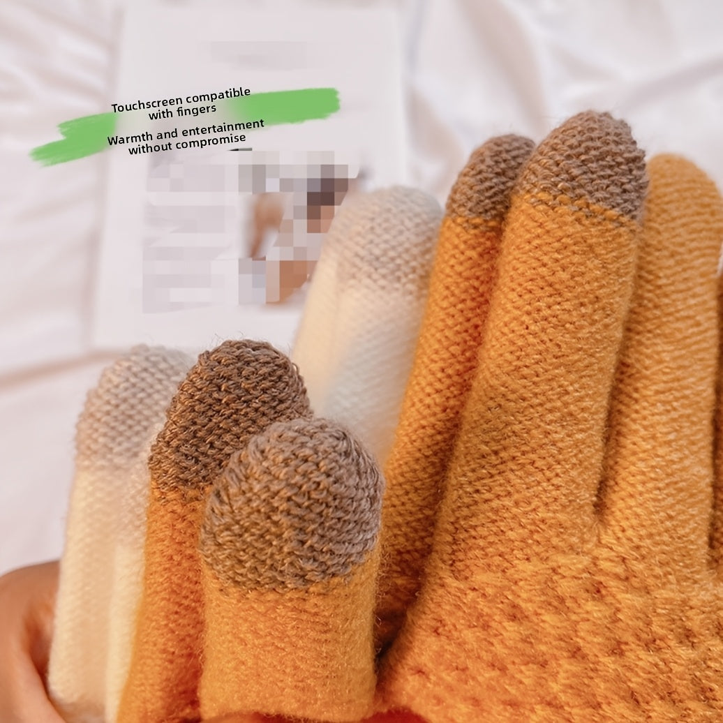Gants tactiles en maille gaufrée imprimés