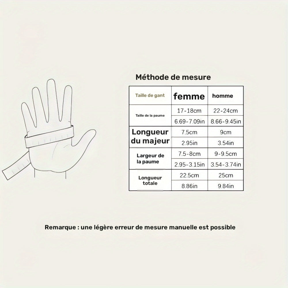 Gants thermiques de vélo en cuir, noir, noir
